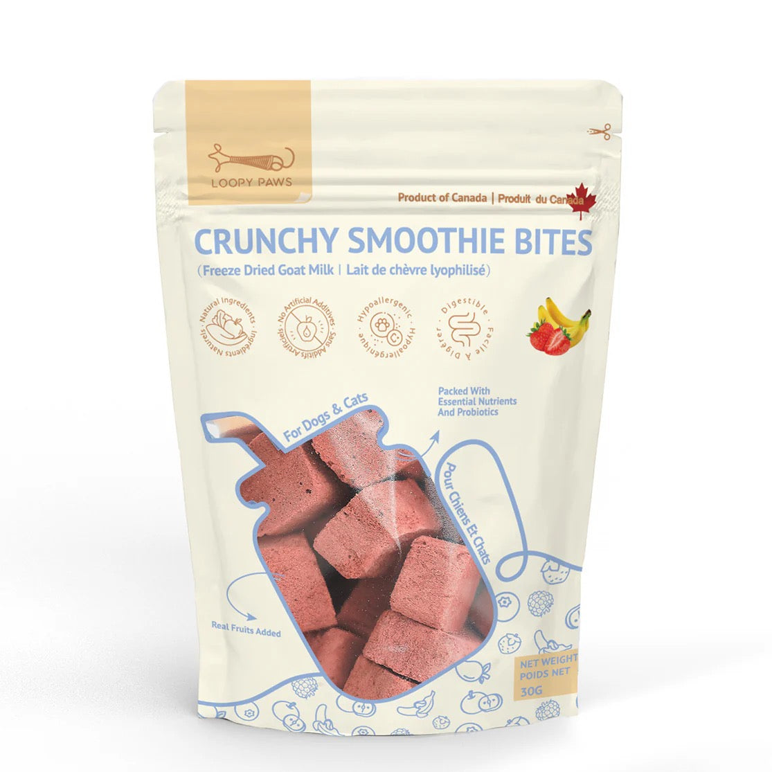 Loopy Paws Crunchy Smoothie Bites - Strawberry & Banana