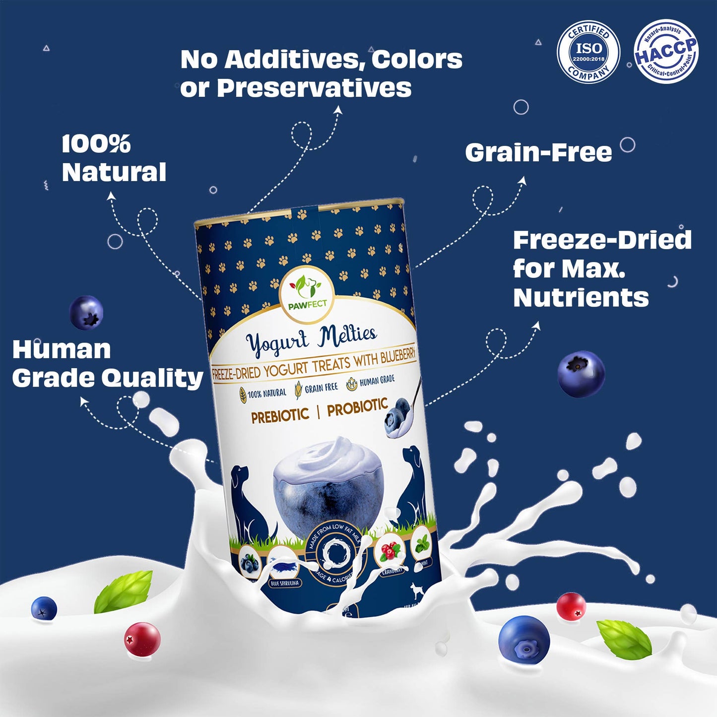 Pawfect Pre and Probiotic Dog Treats: Blueberry & Yogurt
