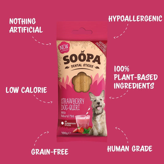 Soopa Strawberry Dog-Quiri Dental Sticks