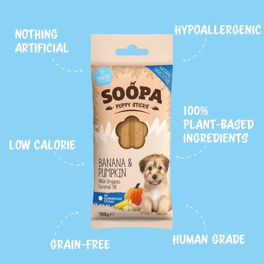 Soopa Banana & Pumpkin Puppy Dog Dental Sticks