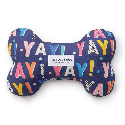 Birthday YAY Navy Dog Bone Toy