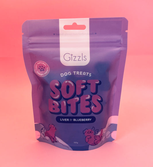 Gizzls Soft Bites Liver & Blueberry Dog Treats (150g)