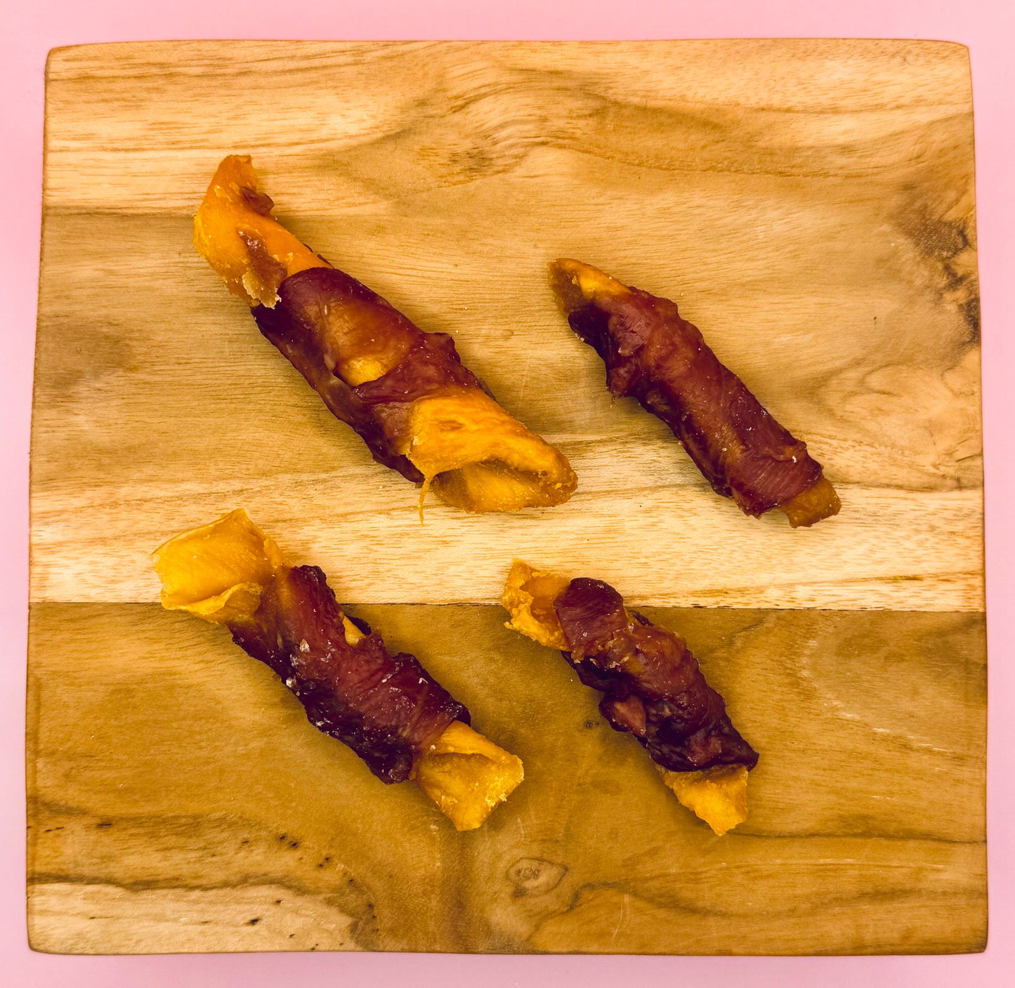 Duck Wrapped Mango Chunks
