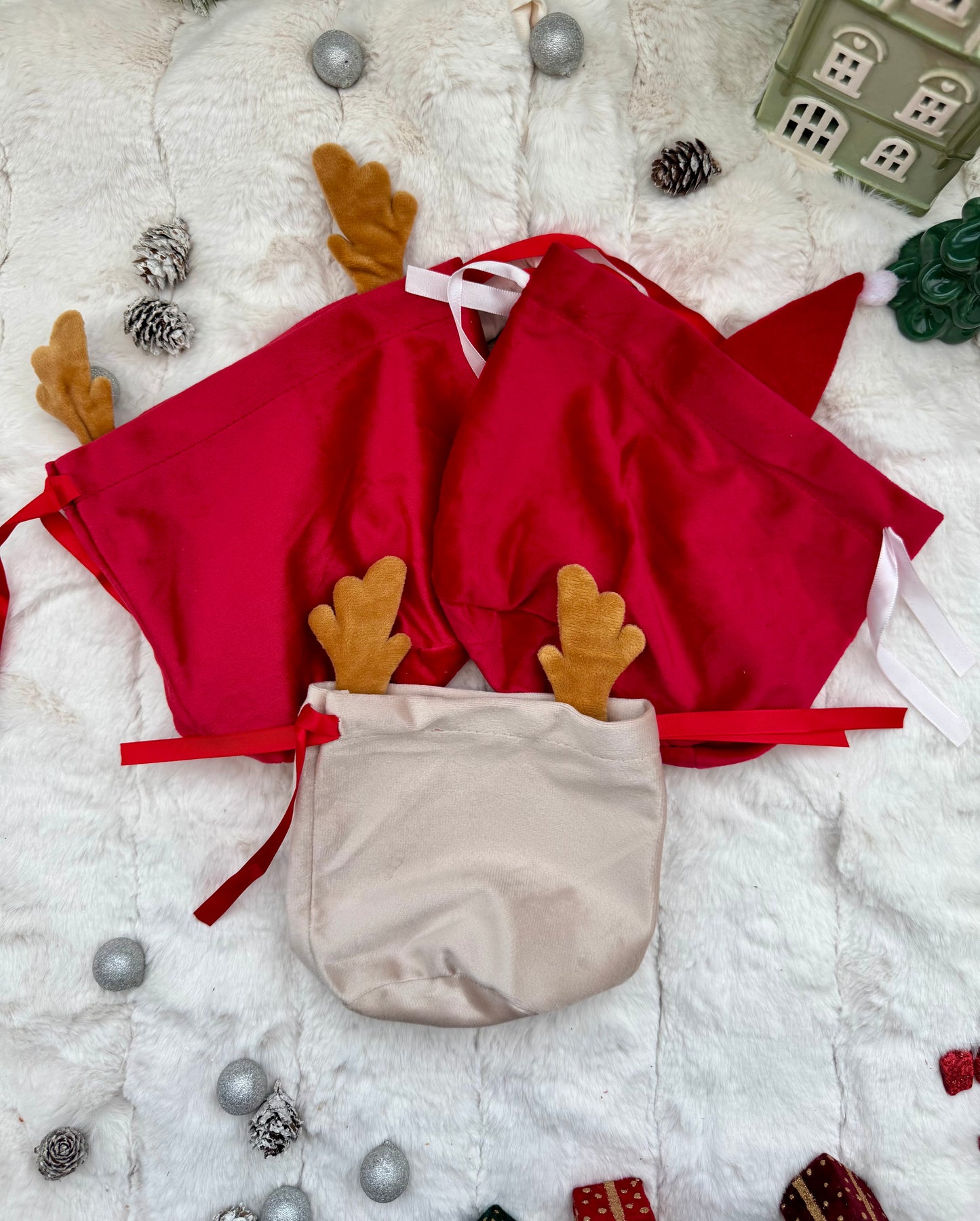 Festive Velvet Drawstring Treat Bags