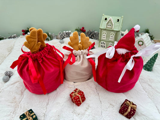 Festive Velvet Drawstring Treat Bags