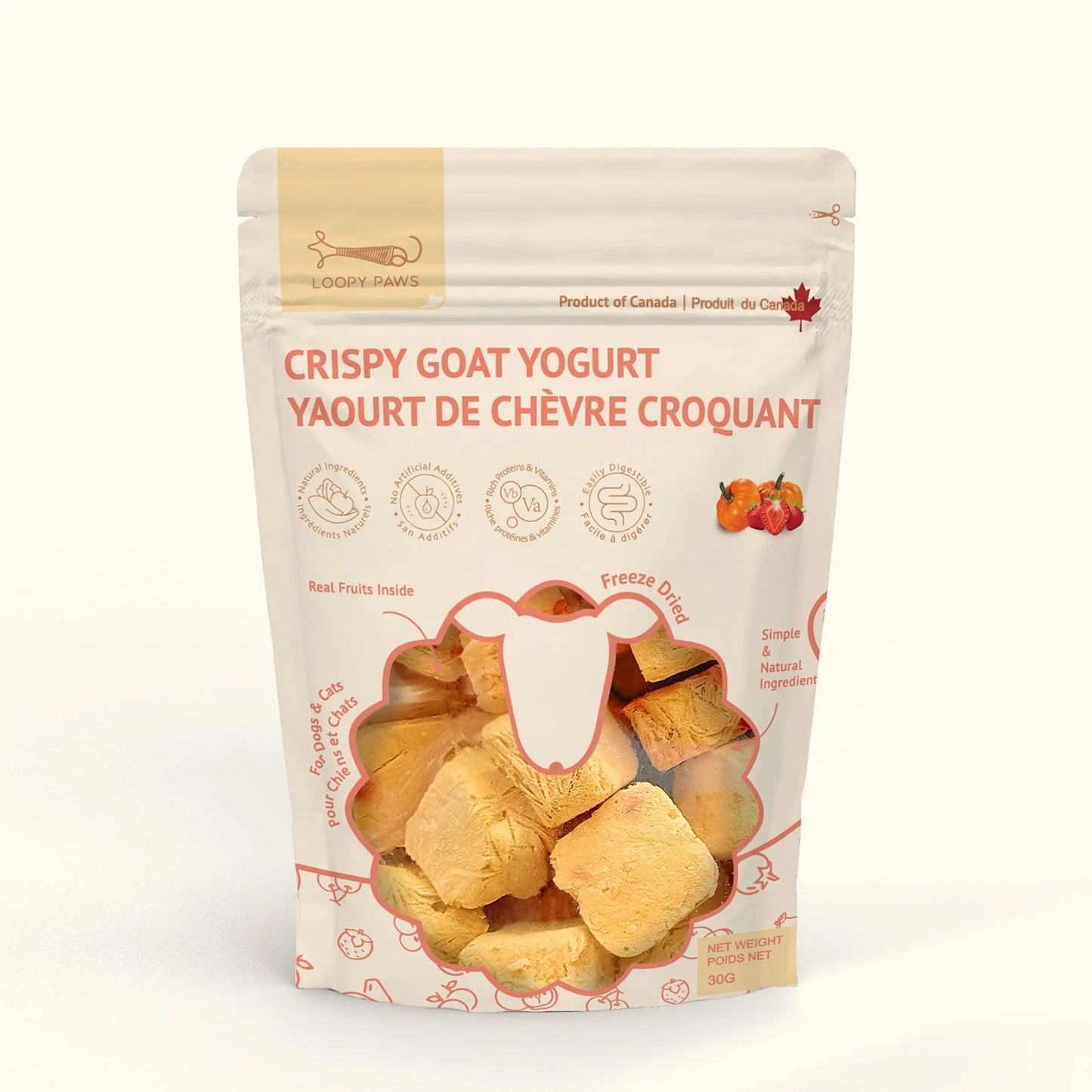 Loopy Paws Crispy Goat Yogurt - Pumpkin & Strawberry