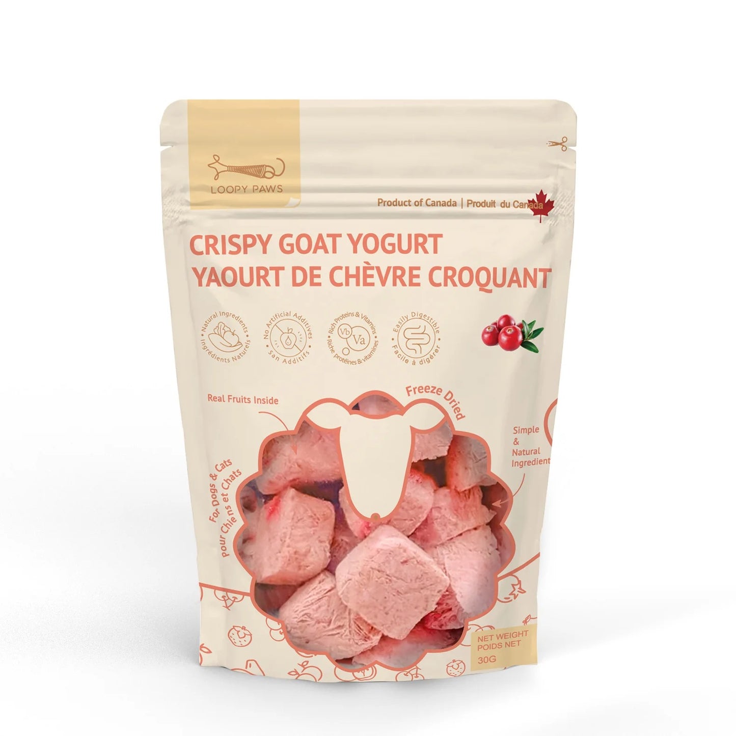 Loopy Paws Crispy Goat Yogurt - Cranberry