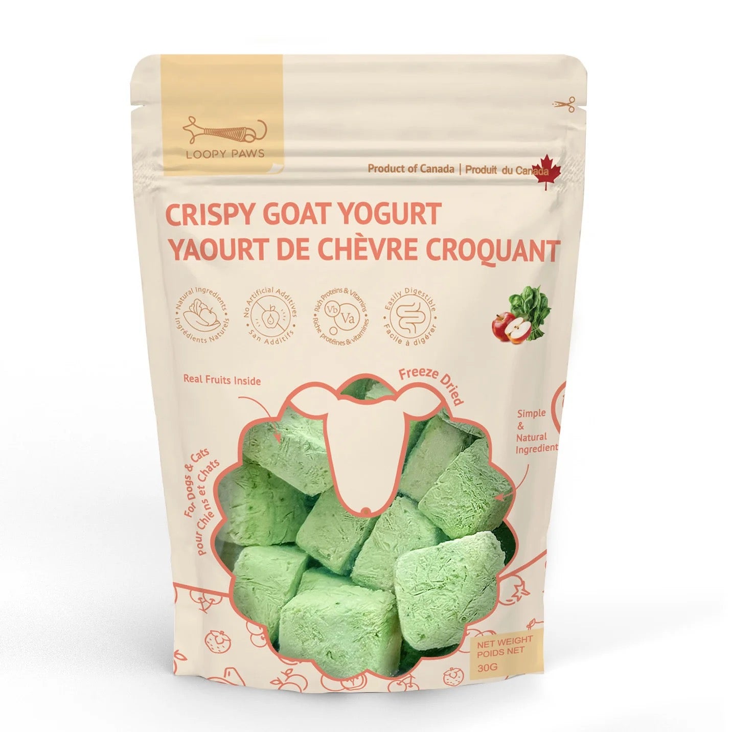 Loopy Paws Crispy Goat Yogurt - Veggie & Apple