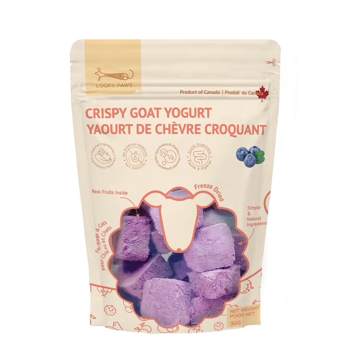 Loopy Paws Crispy Goat Yogurt - Blueberry