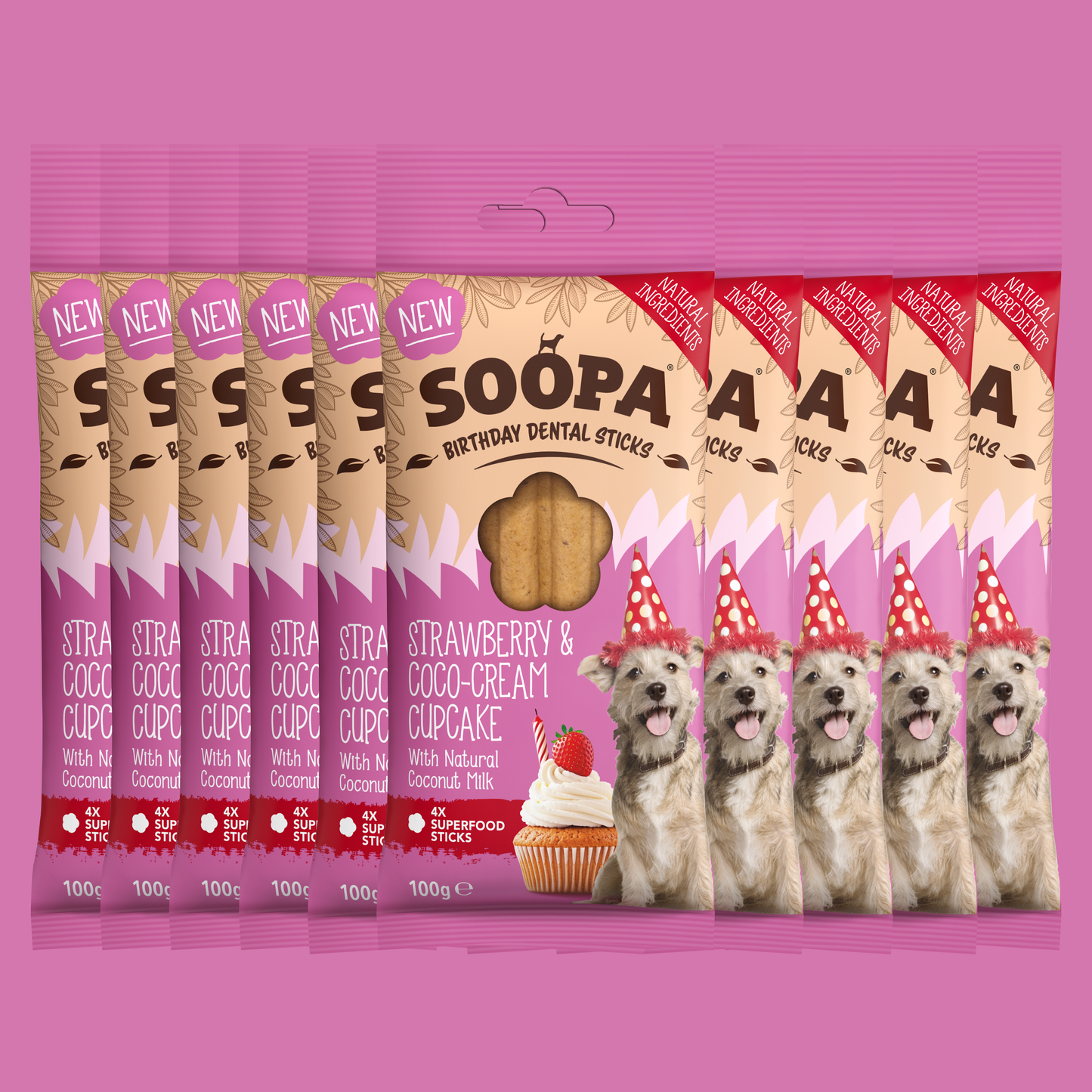 Strawberry & Coco-Cream Cupcake Dog Dental Sticks