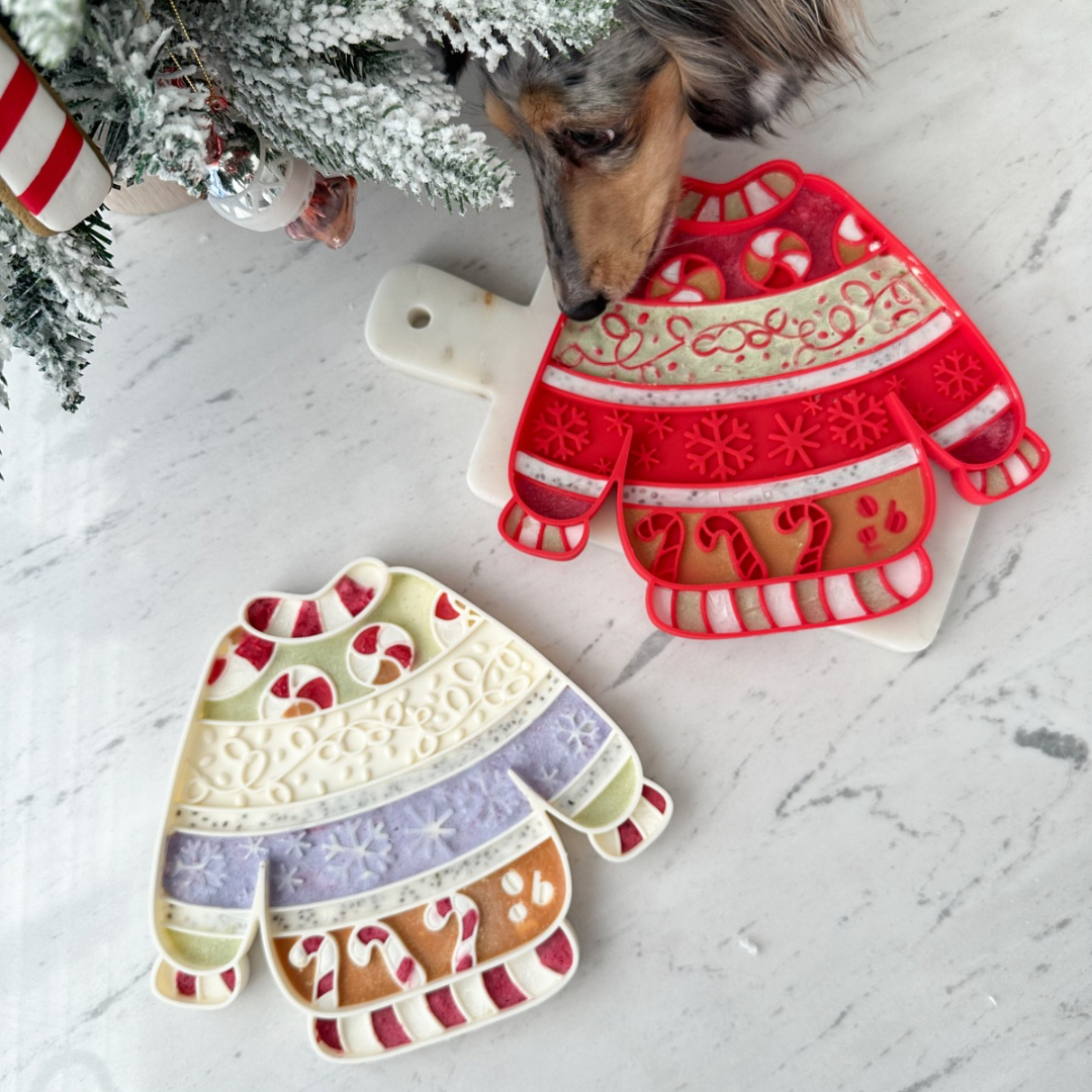 Ugly holiday sweater lick mat | cranberry bark