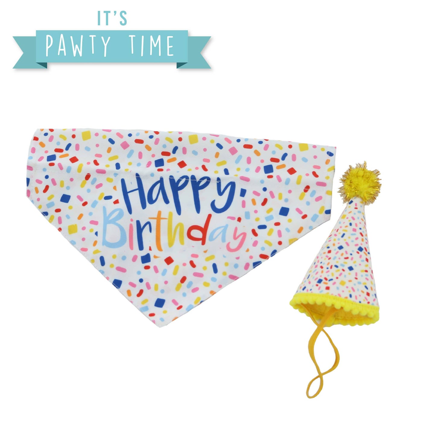 Pawty Time Sprinkle Hat and Bandana Set ( M/L)