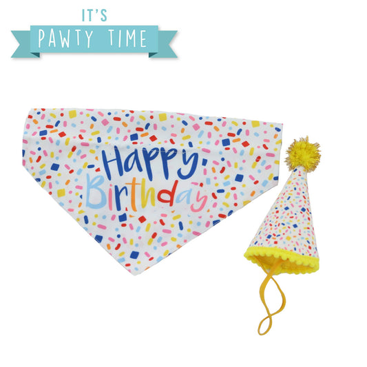 Pawty Time Sprinkle Hat and Bandana Set ( M/L)