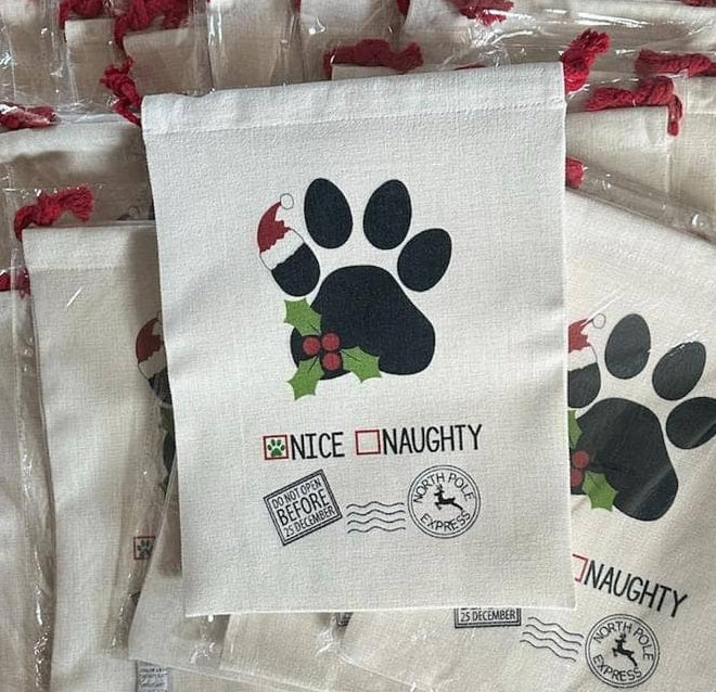 Pet Santa Sack - Paw Print